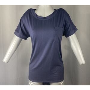 Nadine West Shop Basic T-Shirt Women's Small Navy Pocket